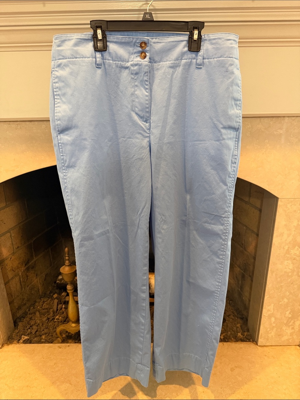 Talbots Light Blue Wide-Leg Cotton-Blend Chinos Size 12